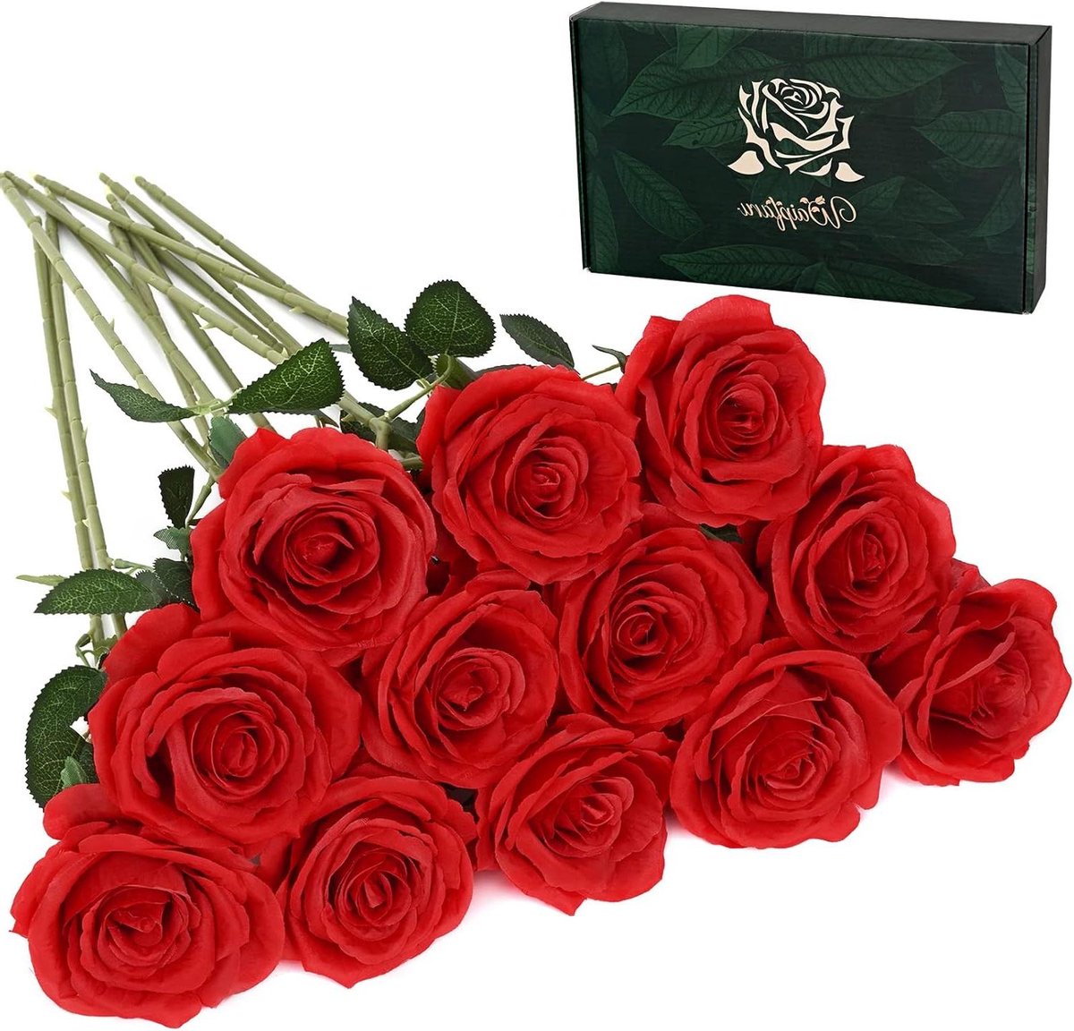 Kunstbloemen Rozen - Nep Rozen Boeket - Woondecoratie - Real Touch Zijde - 497 cm - Rood