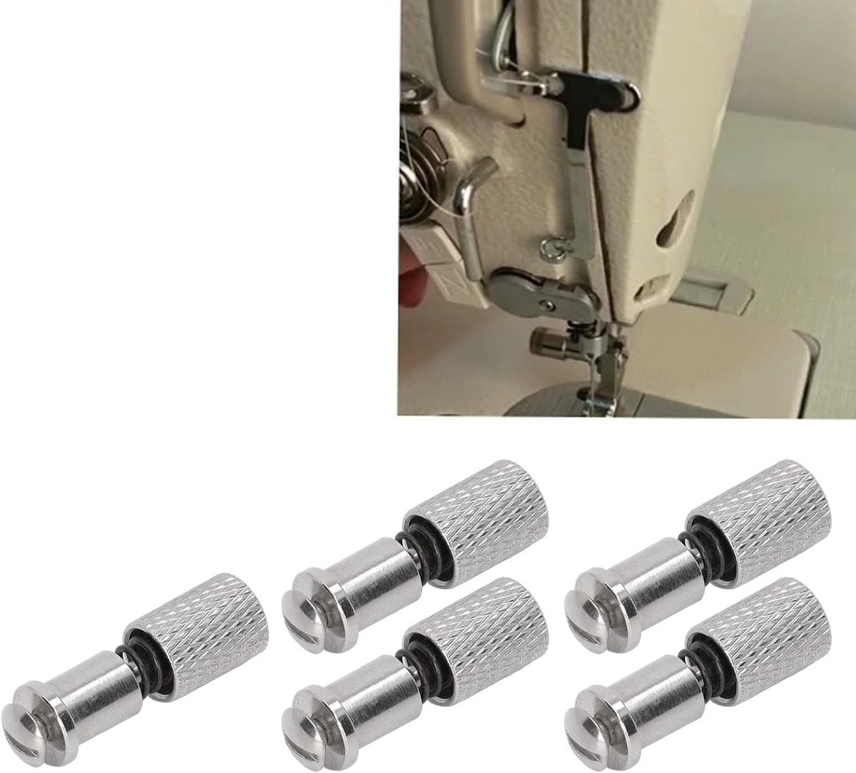 Set van 5 Veer Voet Klemmen voor Naaimachines - RVS, Eenvoudig te Vervangen, Sterk en Duurzaam met Schroeven
