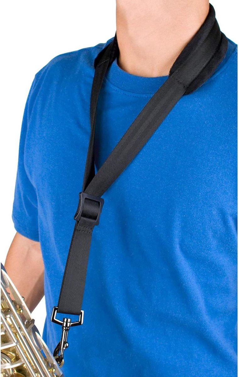 Saxofoon Nekband - Saxofoon Draagband - Comfortabel Spelen - Velour Pad - Regular Size - Zwart