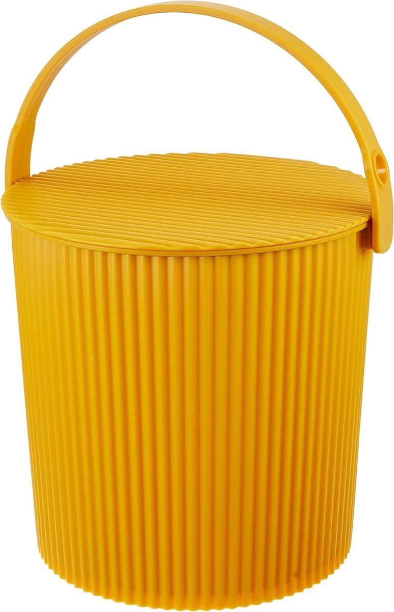 Opbergemmer - Panière emmer - Huishoudelijk opbergen - Met deksel - 10 Liter - Mosterdgeel
