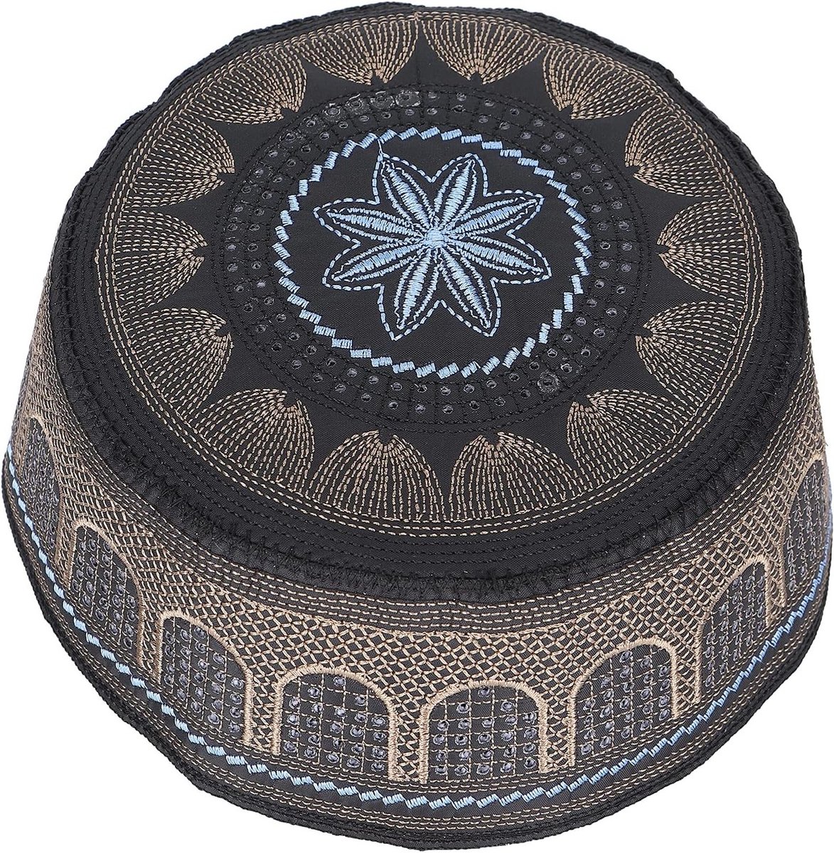 Heren Geborduurde Zwarte Hoed - Arabische Omani en Turkse Kappen voor Ramadan en Eid Geschenken - Stijlvolle Skullies & Beanies