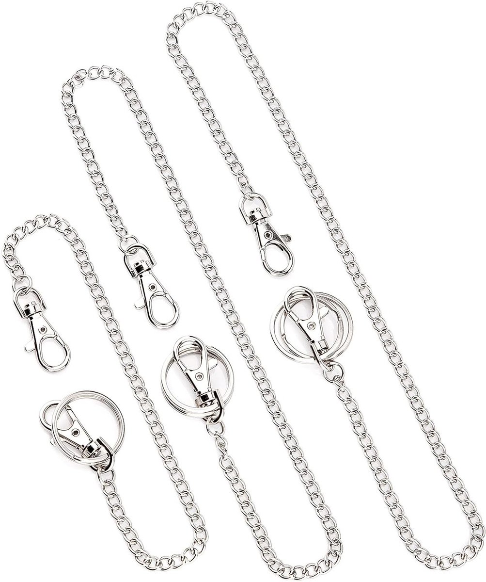 3-delige Broekketting Set - Pocket Chain, Link Chain en Sleutelhanger met Lobster Clasp voor Sleutels, Jeans en Tassen, Modern en Stijlvol