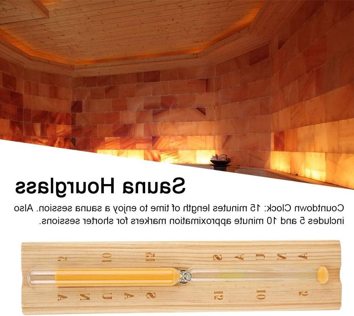 Houten Sauna Zandloper van 30 cm, Duurzaam en Stevig voor Thuisgebruik in de Sauna, Perfecte Timer voor Ontspanning