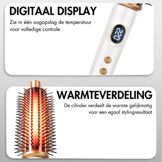 Sansbeauté® Blowout 3-in-1 Thermal Brush 38 mm - Keramische Warmteborstel - Multistyler - Airstyler - Haarborstel - Krulborstel - Haarborstel - Stijlborstel - Warmteborstel - Volume en Krullen - Roterende Kabel