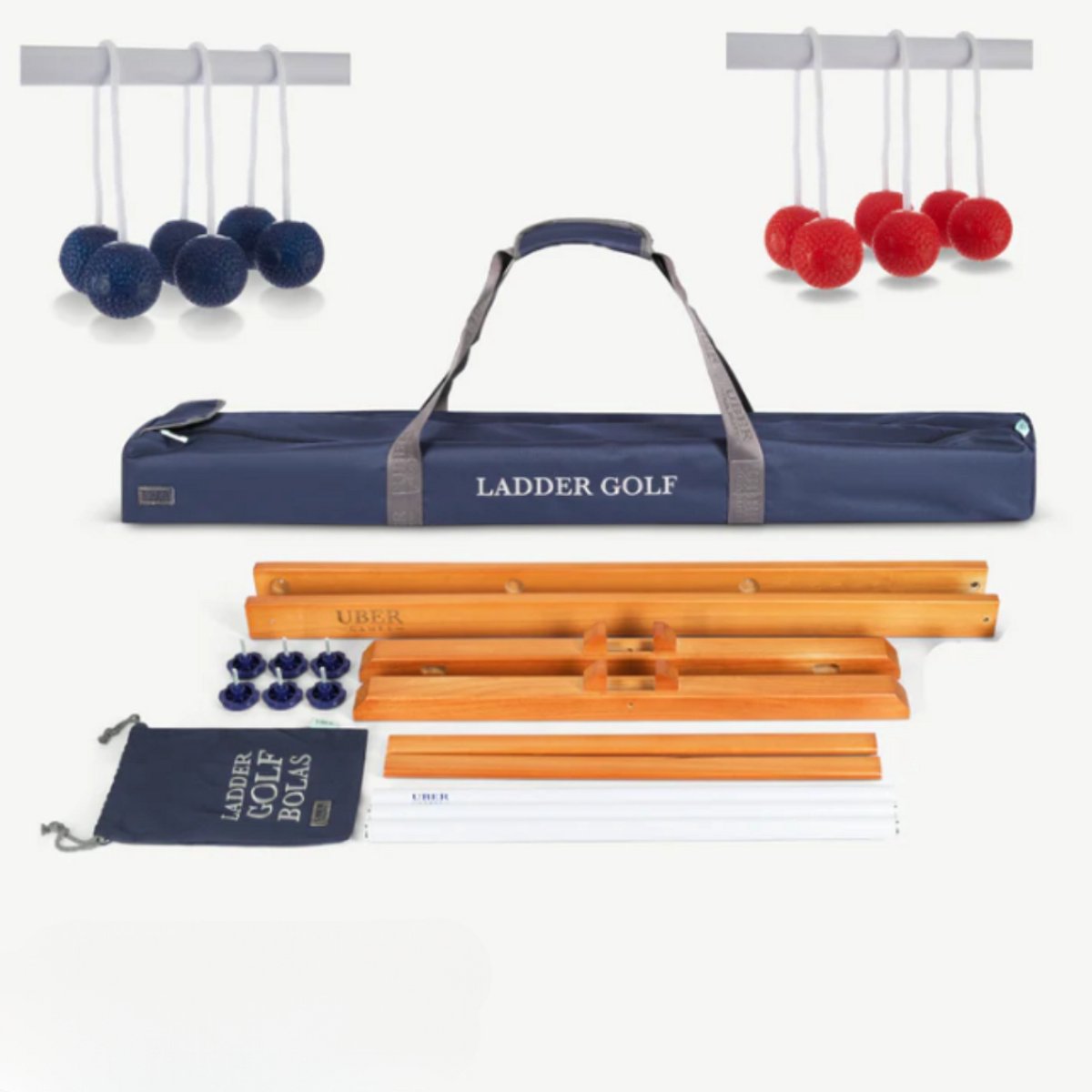 Origineel 2025 Laddergolfspel - Werpspel van topkwaliteit - met officiële zachte bolas (Rood en Blauw)