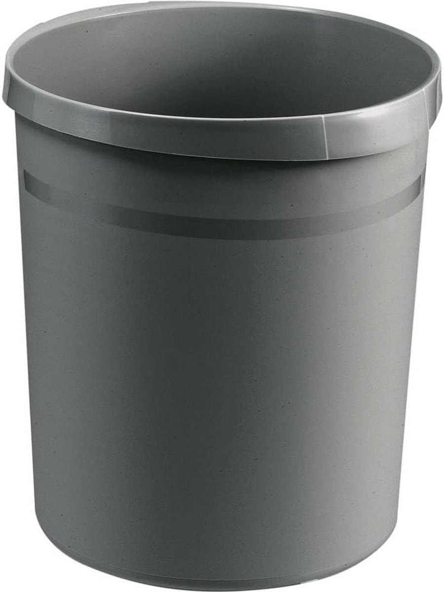 Prullenbak GRIP - Afvalbak Rond - Afval Scheiden Kantoor - Ergonomische Handgreep - 18 Liter - Donkergrijs