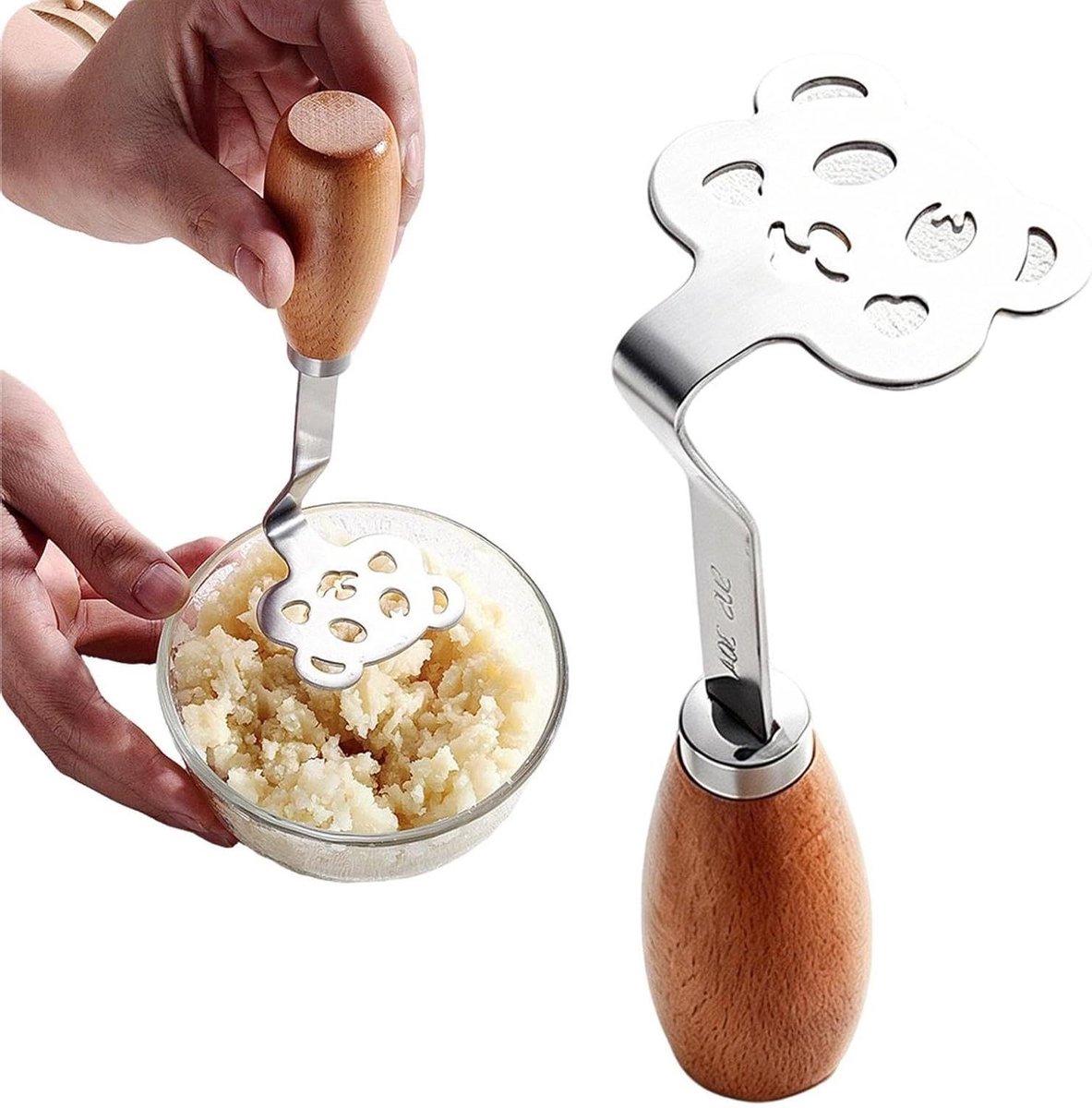 Aardappelstamper - Pureeknijper - Maaltijd Bereiden - Ergonomisch Handvat - 165 cm - Zilver