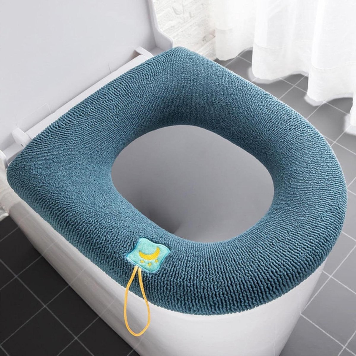 Toiletzitting Hoes - Zachte Pad - Comfort Verhogend - Gebreid Materiaal - O-vorm - Eff eenkleurig