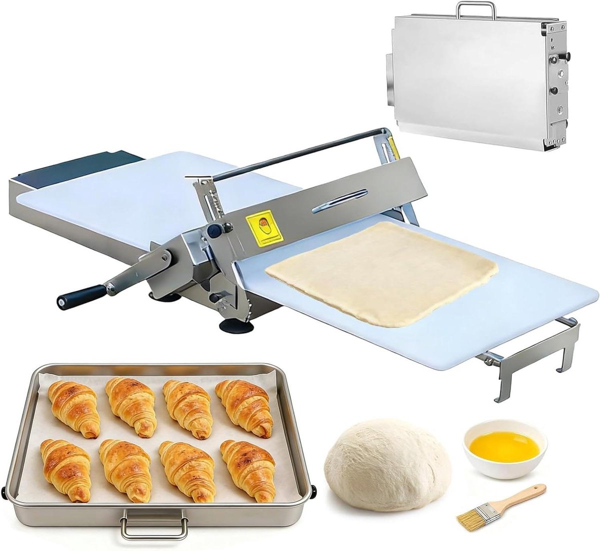 Handmatige Deegroller - Bakmachine Deeg - Bakken Thuis - 10 Dikte-instellingen - 30 cm Werkblad - Zilver