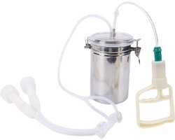 Handmatige Melkmachine 2 Liter met Sterke Zuigkracht en Pulsator, Draagbare Melkset voor Geiten en Koeien met Roestvrijstalen Fles en Transparant Deksel