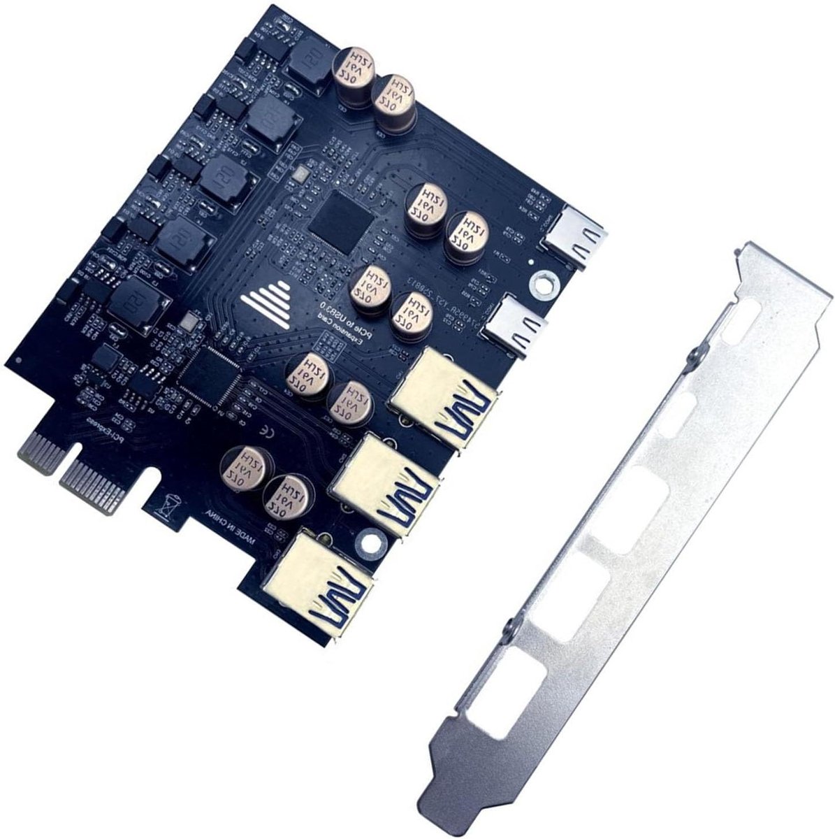 PCIE naar USB Uitbreidingskaart - USB Controller Kaart - Snelle Data Overdracht - 7 Poorten Gelijktijdig - 5 Gbps Snelheid