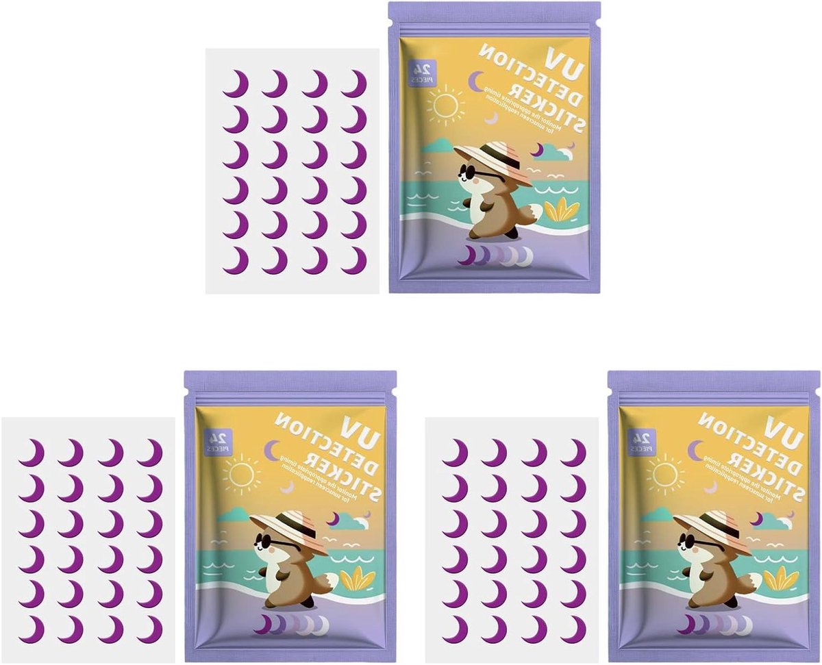 UV Stickers - Zonnebrand Herinnering - Huid Beschermen - Ademende Stof - 72 Stuks - Wit