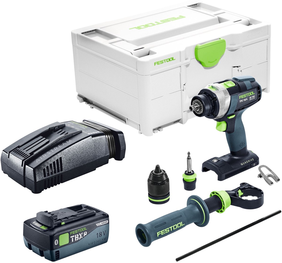 Festool TPC 18/4-Basic accu-slagboormachine 18 V 75 Nm borstelloos + 1x accu 8,0 Ah + snellader + Systainer