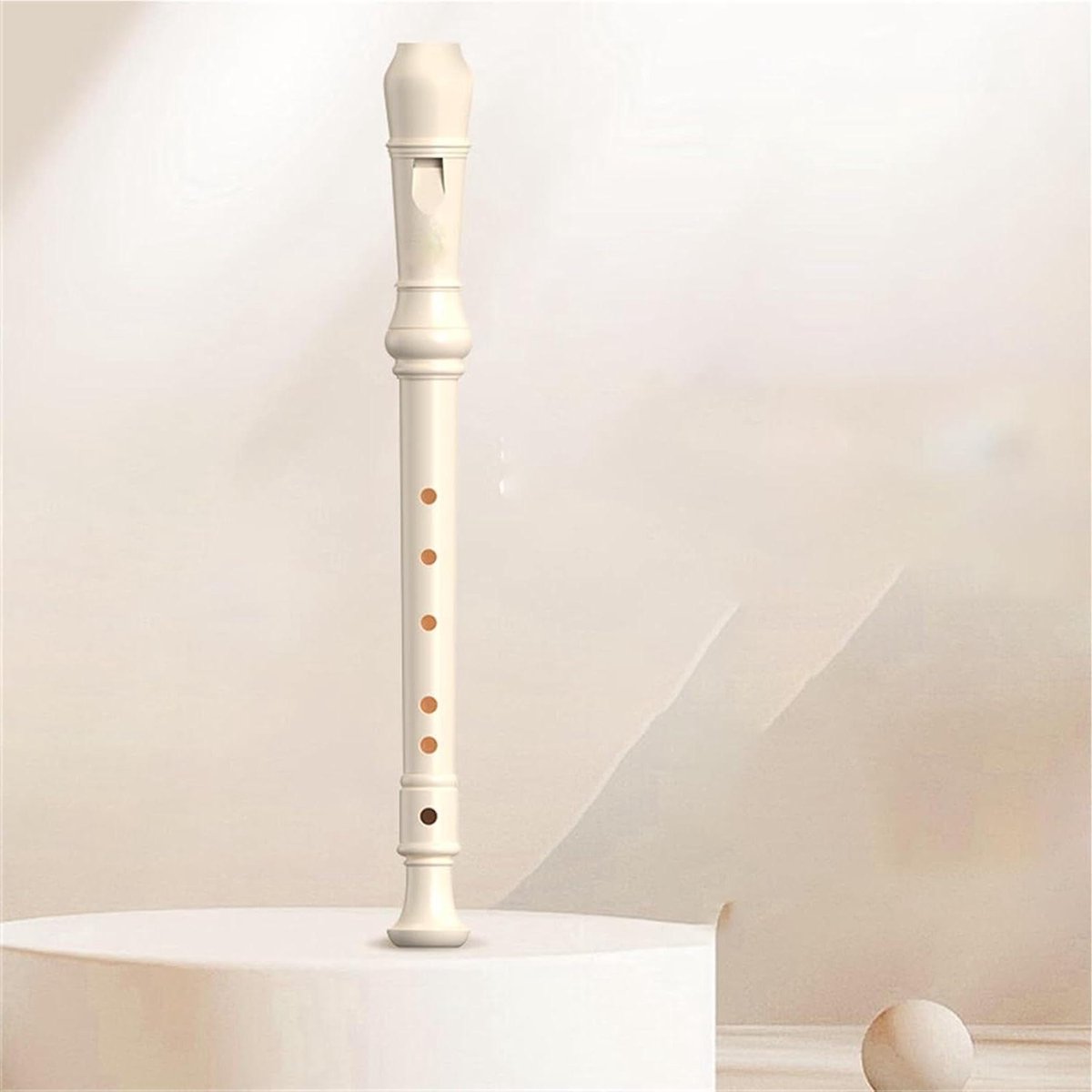 Blokfluit Sopraan - Duitse Stijl - Muziek Leren - Rechts-offset Gatontwerp - 32.5 cm - Wit