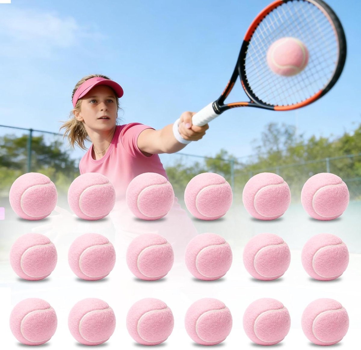 Tennisballen Set - Oefenballen Ballen - Hond Training - Duurzaam Materiaal - 18 Stuks - Roze