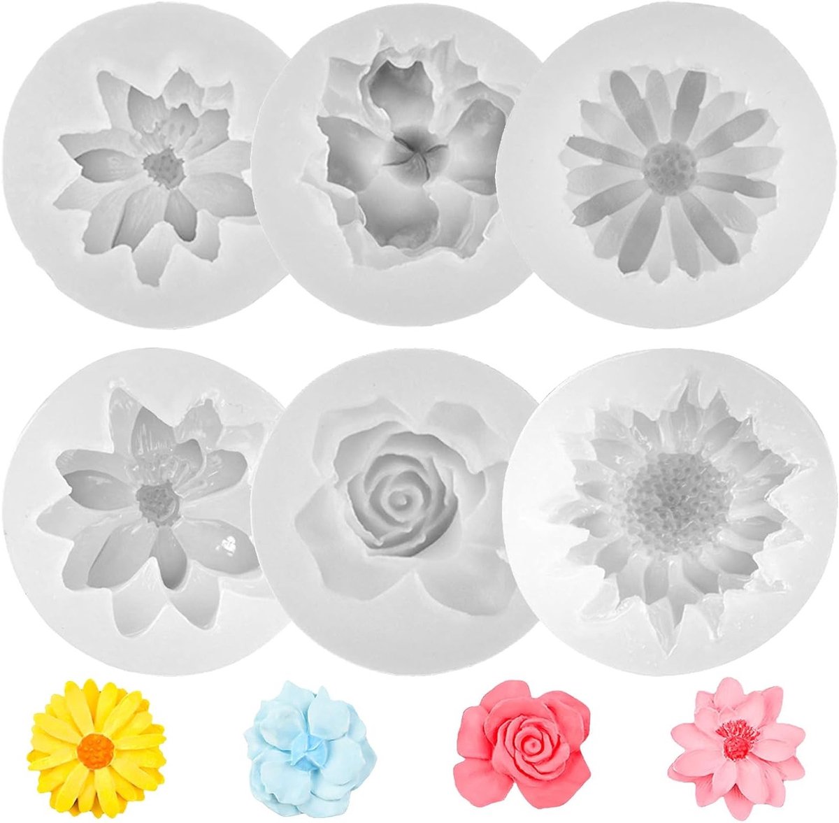 Siliconen Kaarsen Mallen voor Interieurdecoratie, Bruiloften en Bloemisten - Waterlelie, Margriet, IJsroomtaart en Chocolade Ontwerpen