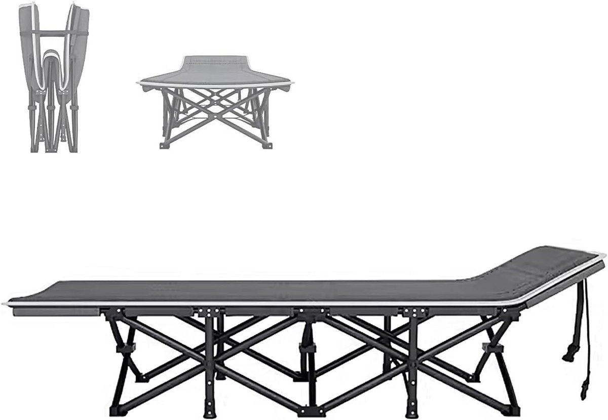 Opvouwbaar Bed - Campingbed Reisbed - Buiten Kamperen - Geen Installatie Nodig - 190x67 cm - Zilver