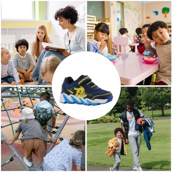 Pokémon - Schoenen voor jongens met lichtjes - Pikachu Sneakers voor kinderen met klittenband - Lichtgevende kindersneaker - Maat 31 - Blauw