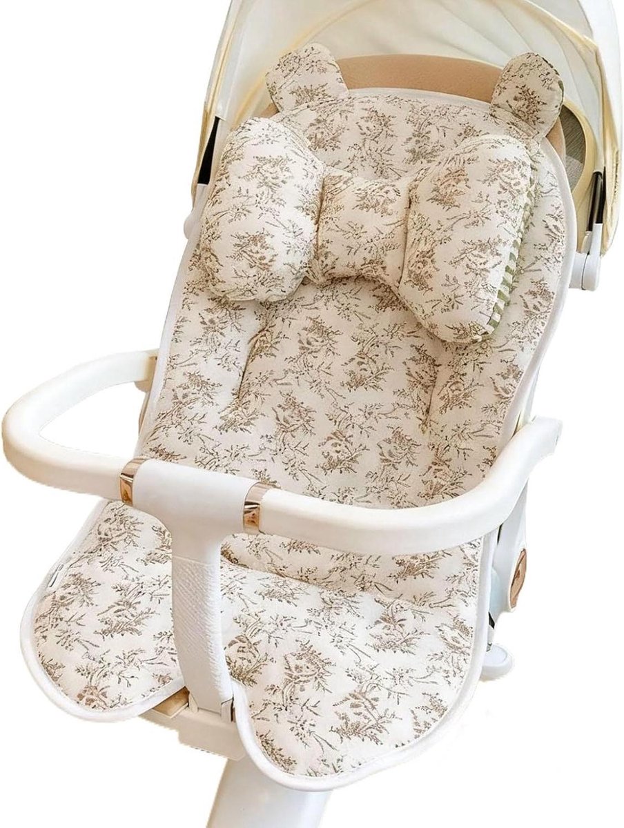 Wandelwagen Zitverkleiner - Kinderwagen Kussen - Comfortabel Reizen - Omkeerbaar Seizoensontwerp - 72x37x10 cm - Wattenschijfje