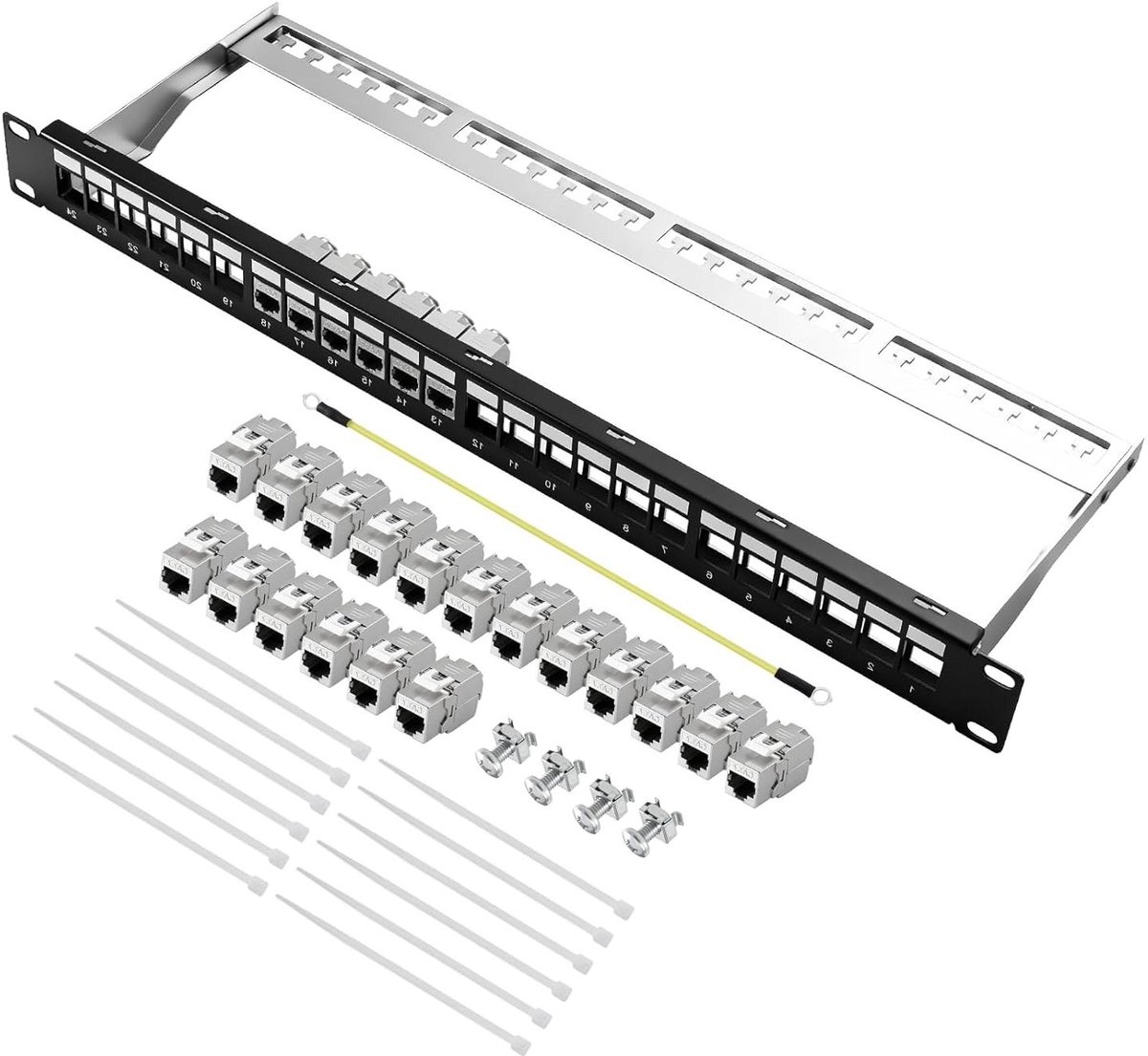 Netwerk Patchpaneel - Datapaneel - Netwerk Organisatie - 10 Gbit/s Snelheid - 19 Inch 24 Poorts - Zwart