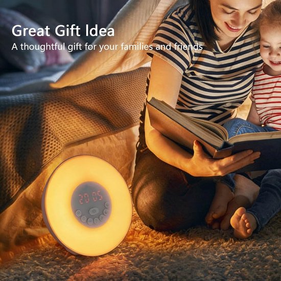 Wake Up Light - Zonsopgang Alarm - Natuurlijk Ontwaken - Dubbele Simulatie - 7 Kleuren - Wit van Wake-up Light — afbeelding 3