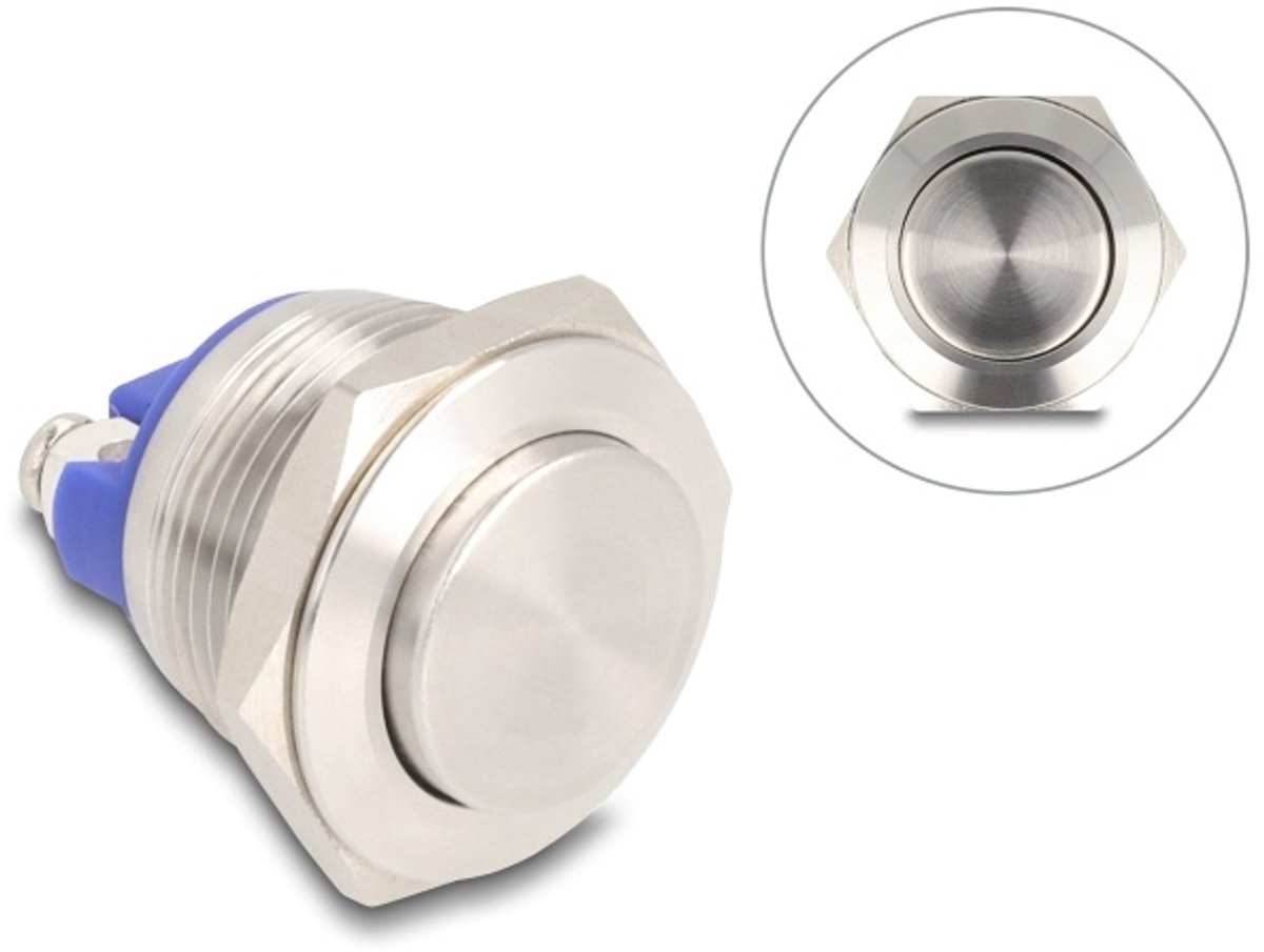 Delock Push Button for Installation 19 mm 2 x Screw Terminal actuator high
