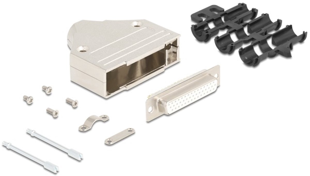 Delock Sub-D connector housing 44 pin metal including female connector and mounting material
