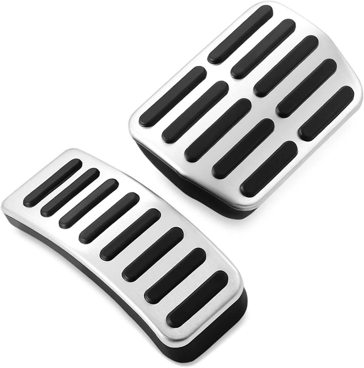 Pedaal Covers Set - Auto Pedaal - Verbeterde Grip - Roestvrij Staal - 2 Stuks - Zilver Zwart