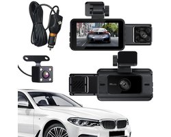KZQ Dashcam met dubbele lens - Dubbele camera's voor en achter - Uitgerust met een 32GB SD-kaart - Full HD-videokwaliteit (1920p + 1080p) - Ultragroothoeklens van 140° - 24-uurs parkeerbewakingsmodus, loopopnamefunctie