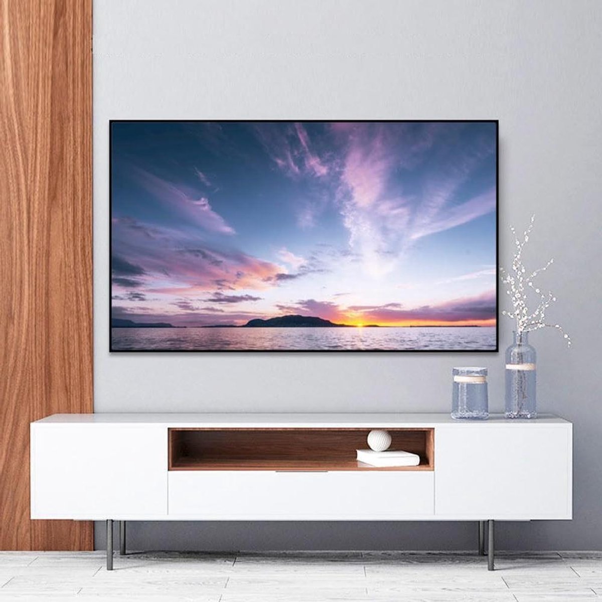Projectiescherm Vast Frame - Wandmontage Scherm - Thuisbioscoop Creëren - 180 Graden Kijkhoek - 60 Inch Diagonaal - Wit