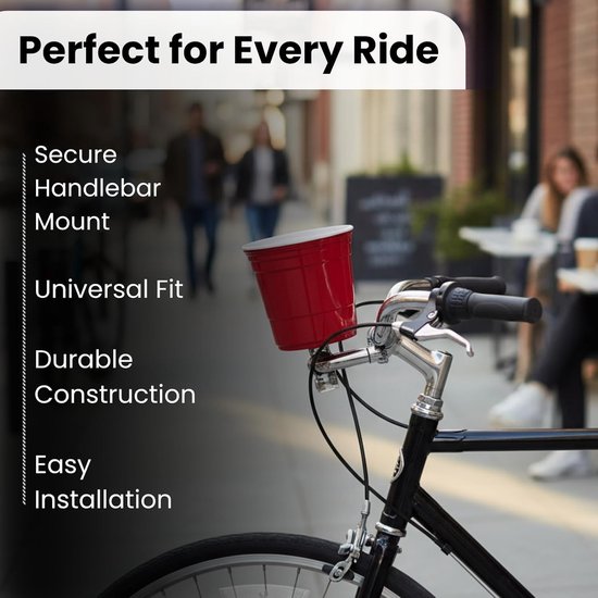 Fiets Bekerhouder - Drinkhouder Stuur - Onderweg Drankjes - Dubbelwandig ABS - 3 Maten - Rood — afbeelding 4