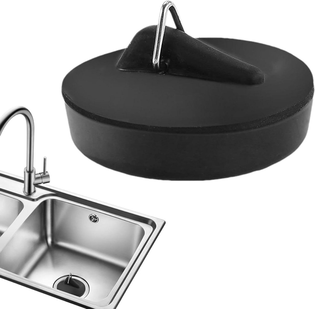 Gootsteen Stopper - Afvoer Plug - Water Dicht Maken - Hittebestendig Rubber - 4.5 x 2.2 cm - Zwart