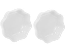 Voerbak Keramiek - Dierenbakje - Voeren Kleine Dieren - Glad Oppervlak - 7x7x2.4cm - Wit