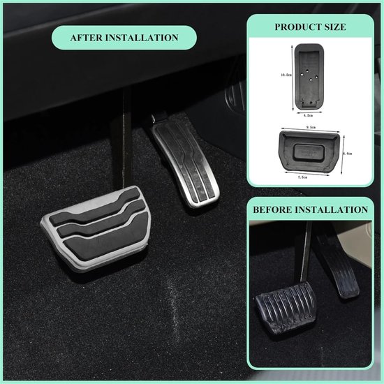 Pedaalhoezen Auto - Rem Brandstof - Veilig Rijden - Antislip Oppervlak - 2 Stuks - Zwart — afbeelding 3