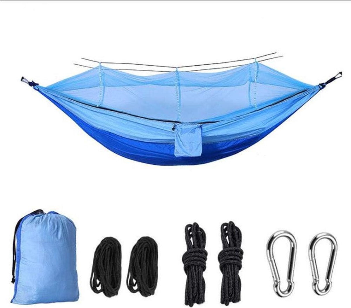 Camping Hangmat - Dubbele Hangmat - Ontspannen Buiten - Met Klamboe - 300kg Draagvermogen - Blauw