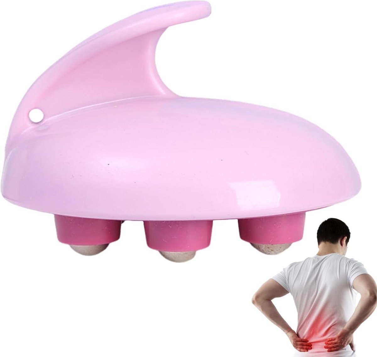 Handmatige Massagebal - Nekroller Punt - Spierontspanning Lichaam - Zeve Rollende Ballen - 11.5 x 10 x 9 cm - Grijs