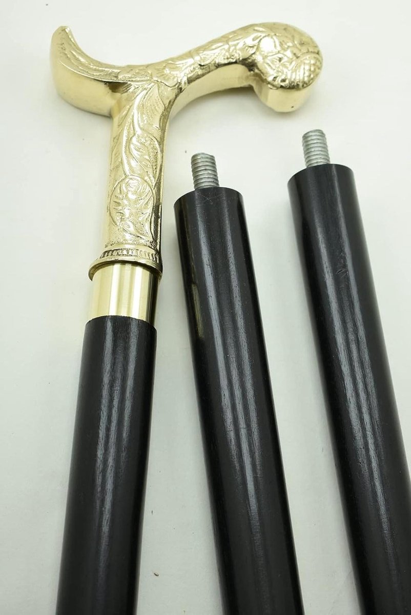 Wandelstok - Stijlvolle stok - Dagelijks gebruik - Messing handvat - 36 inch - Geel
