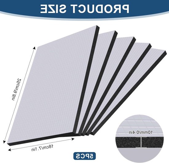 Set van 5 Geluidsisolatiematten voor Auto, 25 x 18 cm, Zelfklevend, Aluminium Butyl, Vervangingsisolatie voor Brandwerend, Vochtbestendig en Waterdicht — afbeelding 5