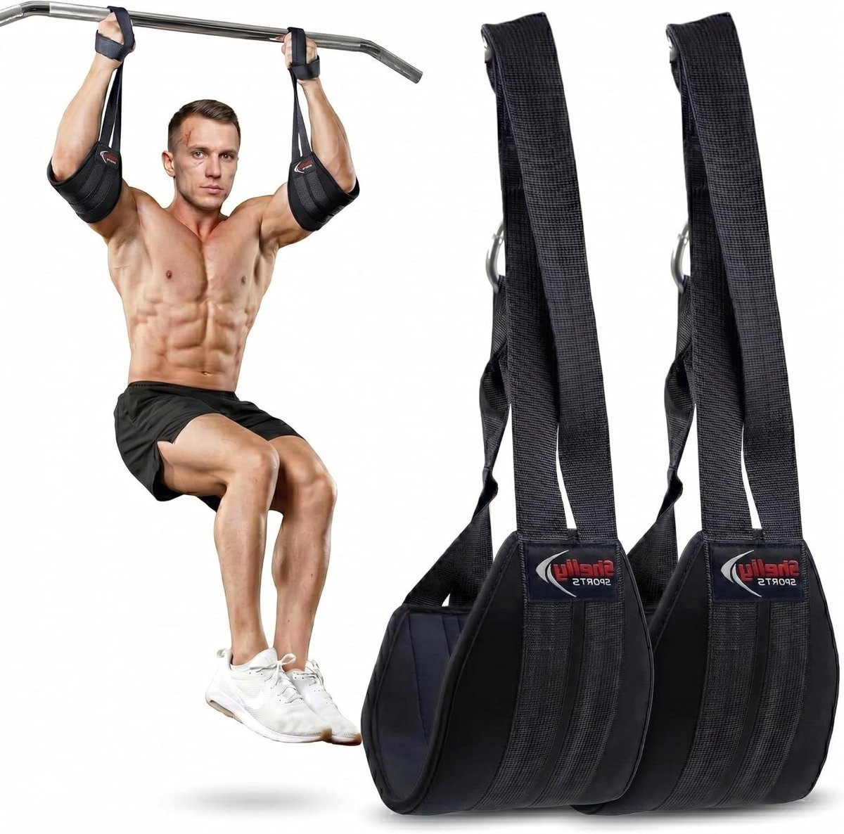 Hangende Ab Bandjes - Buikspier Banden - Core Training - Verstelbare Banden - 300 LBS Capaciteit - Zwart