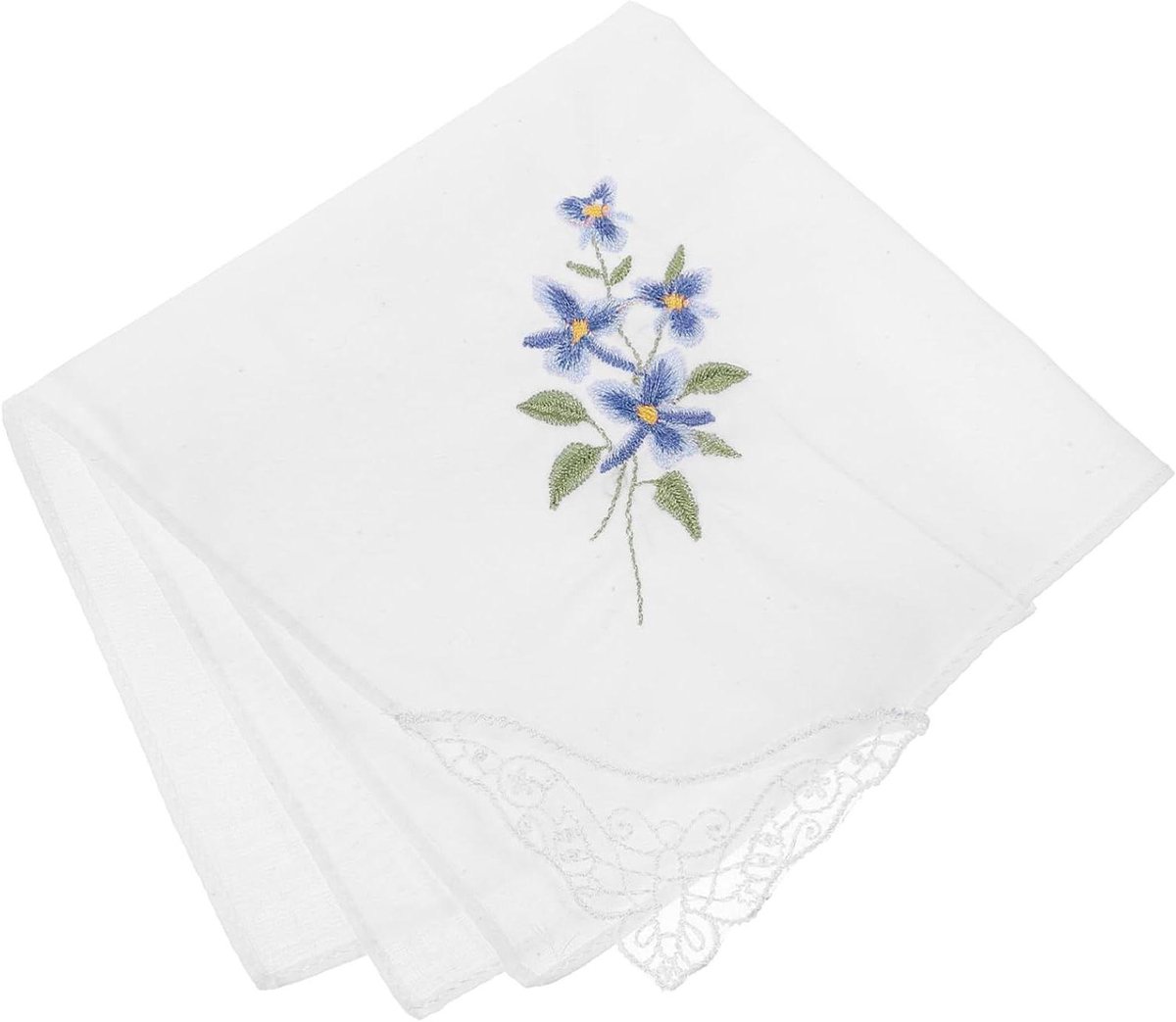 Dames zakdoeken - Geborduurde doekjes - Bruiloft decoratie - Delicaat bloemenpatroon - 27x27 cm - Blauw