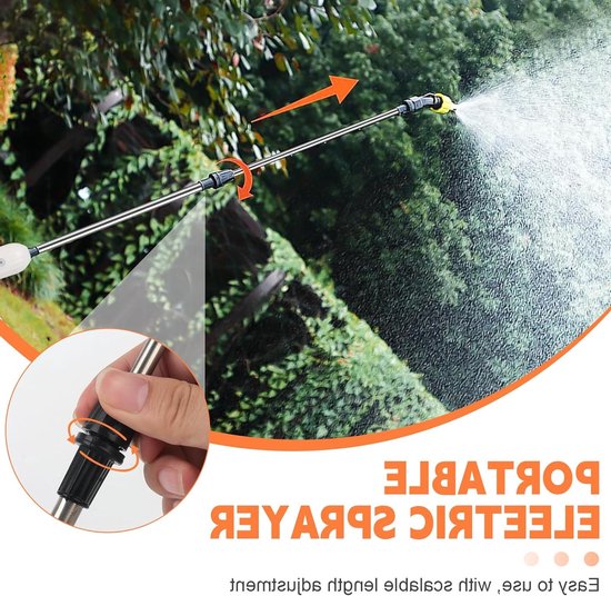 Solidchoice - Elektrische sproeistaaf, 3,7 V, elektrische plantensproeier, 4 nevelsproeiers en 5 m slang, 2 standen en oplaadbare USB, accu-drukspuit voor tuin, terras, gazon en onkruid van Solidchoice — afbeelding 3