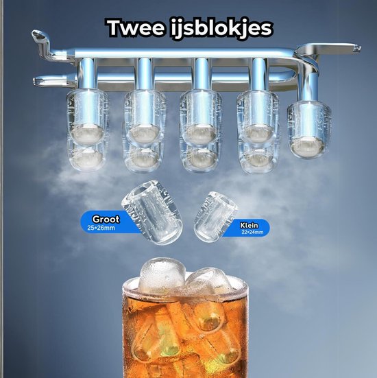 Aurixi® Krachtige IJsblokjesmachine - 2 Afmetingen - Zelfreinigende IJsmachine - IJsblokjesmachine Crushed Ice Machine - Crushed Ice Maker in Enkele Minuten - 2L - LED-Scherm - Zwart/Zilver- 41cm x 28cm x 36cm van Aurixi — afbeelding 3