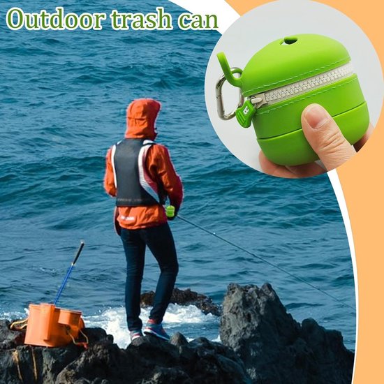 Camping Afvalbak - Opvouwbare Vuilnisbak - Buiten Opruimen - Compact Opvouwbaar - 7.3 x 7 cm - Groen — afbeelding 3