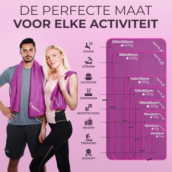 Microvezel Handdoek - Reishanddoek Sportdoek - Snel Drogen Reizen - CO2 Neutraal Transport - 60 x 40 cm - Roze — afbeelding 5