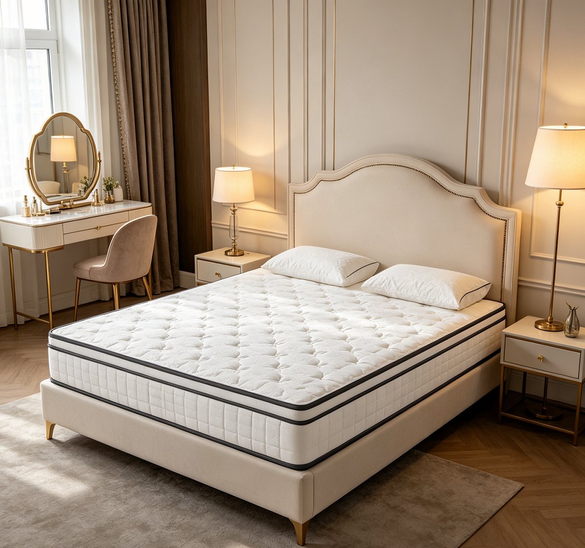 Matras 140x200cm, hoogte 25cm, pocketveringmatras met comfortschuim, boxspringmatras voor volwassenen, gemiddelde hardheid (zonder bedframe)