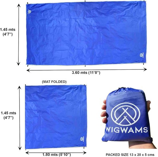 SUP Board Mat - Water Sport Accessoire - Strand Picknick - Sneldrogend Zandbestendig - 360 x 145 cm - Oceaanblauw — afbeelding 2