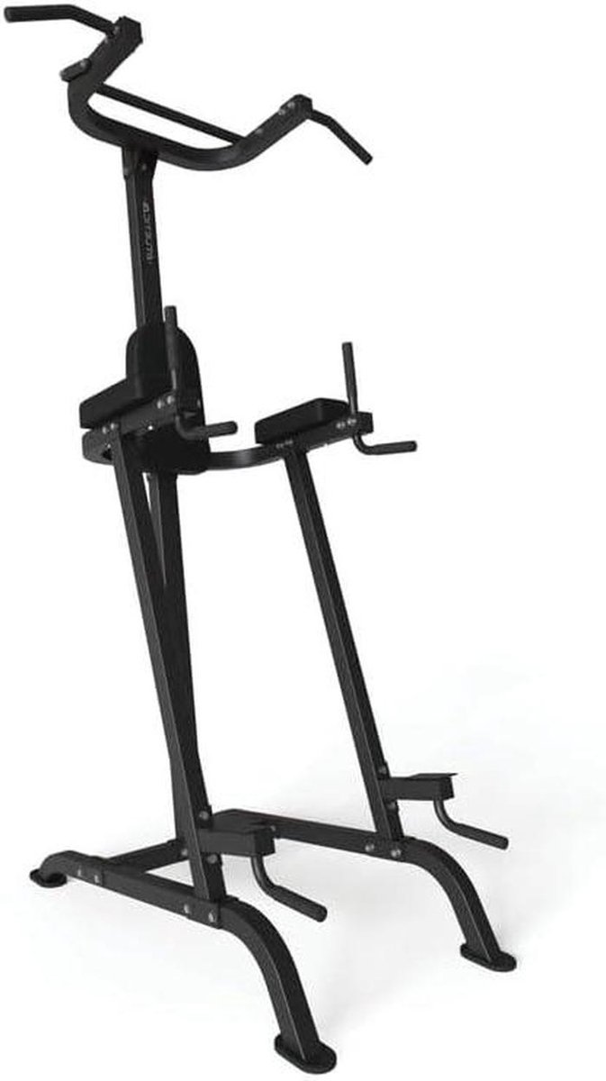 Krachttoren - Fitness Station - Bovenlichaam Training - Zware Stalen Constructie - 225 cm Hoogte - Zwart