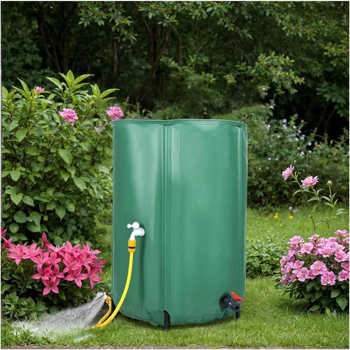 Regenwater Oogsten Tank - Water Opslag Vat - Tuin Bevloeiing - Milieuvriendelijk Systeem - 1000 Liter - Groen