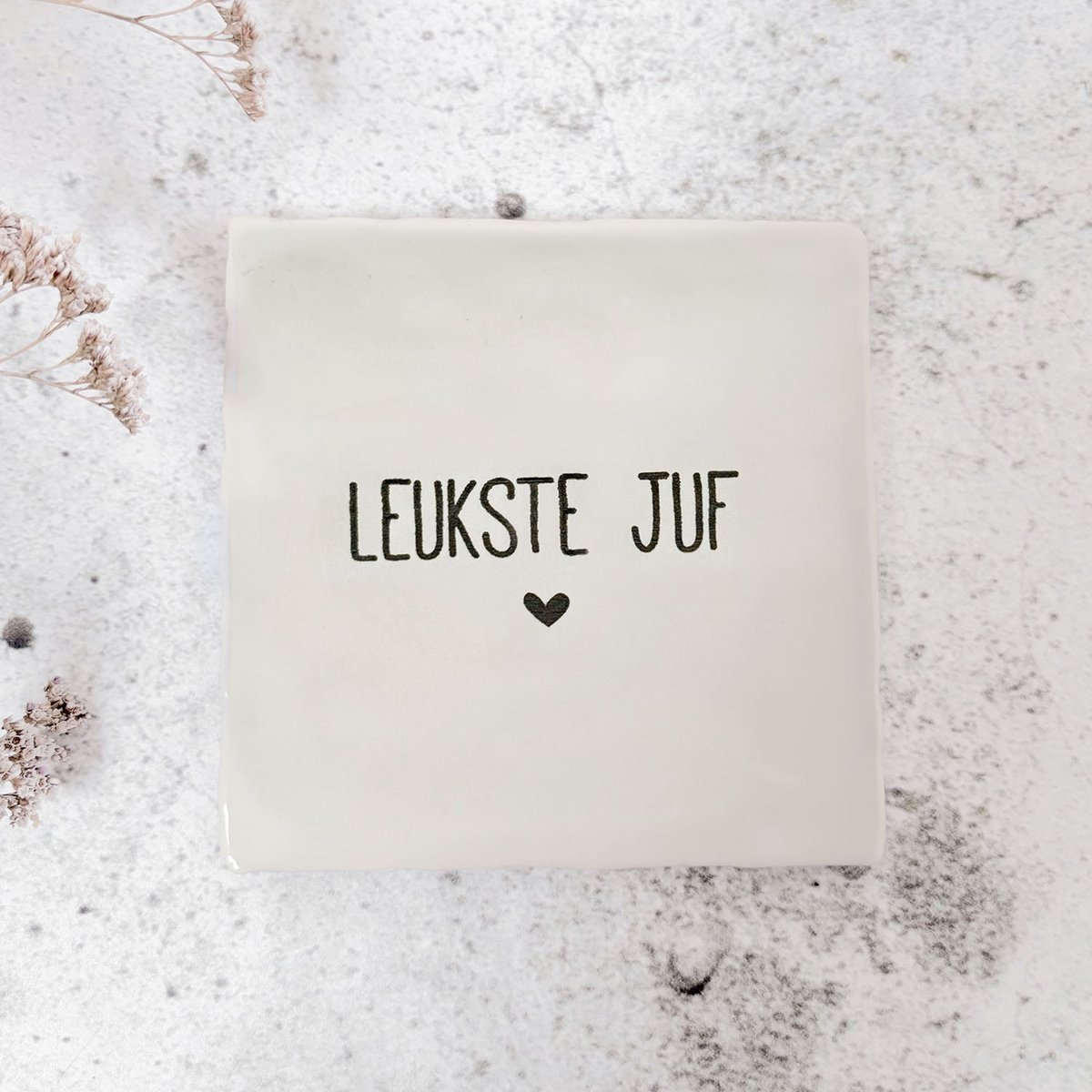 Fien & Feau Tegeltje - de leukste juf - excl. houder - cadeau voor de juf - cadeau einde schooljaar