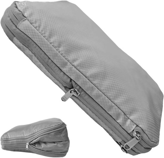 Compressiezakken Reizen - Kledingzakken Opbergzakken - Bagage Organiseren - Dubbelzijdig Waterdicht - 37x27 cm - Lichtgrijs — afbeelding 5
